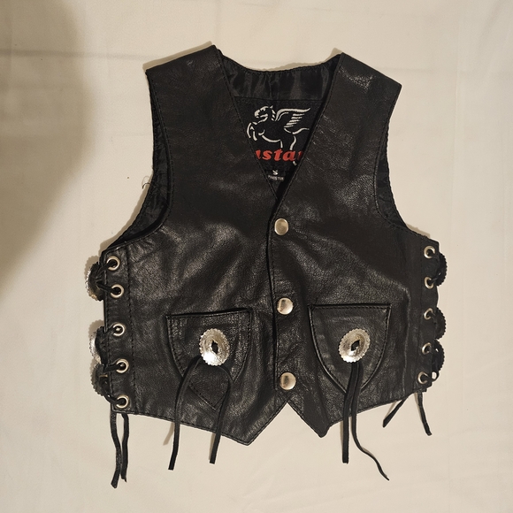 Astars Black Kids Leather Vest - Picture 4 of 16